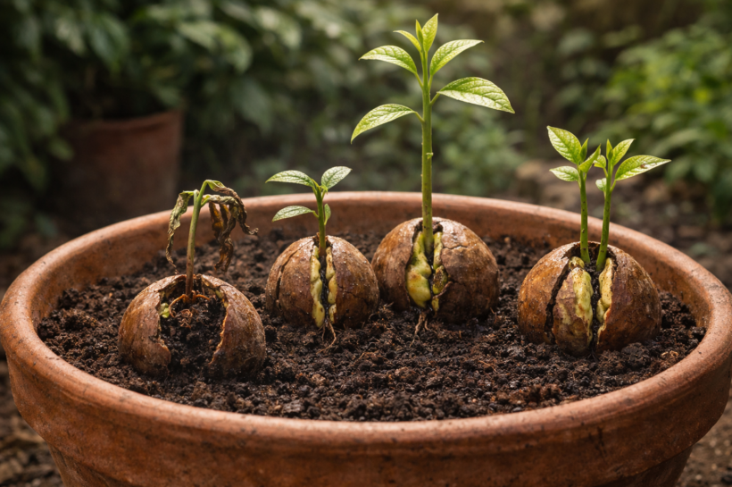 avocados in a pot